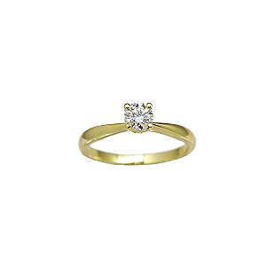 Anel Solitário Ouro 18k e Moissanite