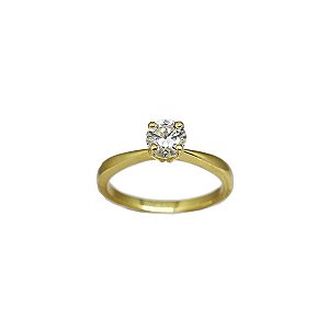 Anel Solitário Ouro 18k e Moissanite 6mm