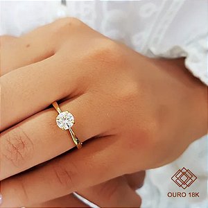 Anel Solitário Ouro 18k Brilhante Moissanite 70 pts