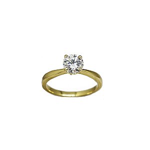 Anel Solitário Ouro 18k e Moissanite 7mm