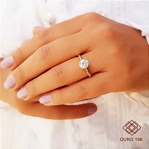 Anel Solitário Ouro 18k Brilhante Moissanite 1,22 Kilates