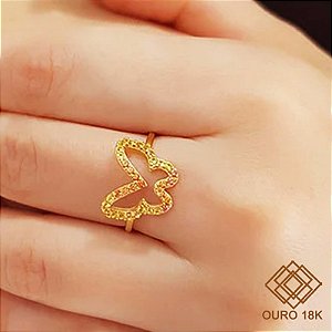 Anel Borboleta Ouro 18k Pedra Natural