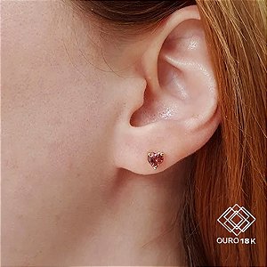 Brinco Coração Ouro 18k Turmalina
