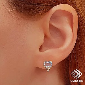 Brinco Ponto de Luz Ouro 18k Topázio