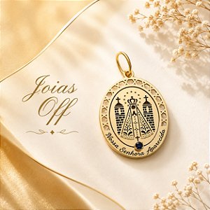 Pingente Nossa Senhora Da Aparecida Ouro 18k Zircônia