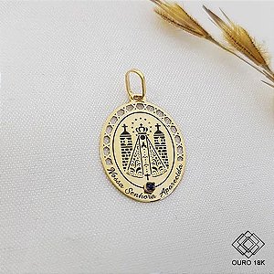 Pingente Nossa Senhora Da Aparecida Ouro 18k Zircônia