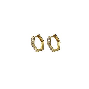Brinco Argola Ouro 18k Zircônia