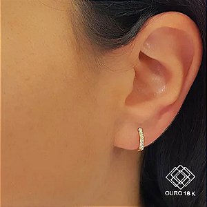Brinco Argola Ouro 18k Zircônia