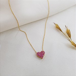 Gargantilha Coração Ouro 18k Zircônia