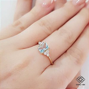 Anel Solitário Ouro 18k Topázio