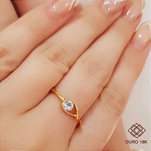 Anel Solitário Ouro 18k Topázio
