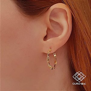 Brinco Argola Piastrine Ouro 18k