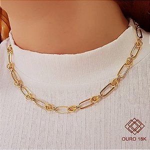 Gargantilha Cadeado Elos Ouro 18k