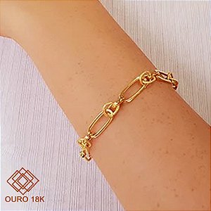 Pulseira Cadeado Elos Ouro 18k