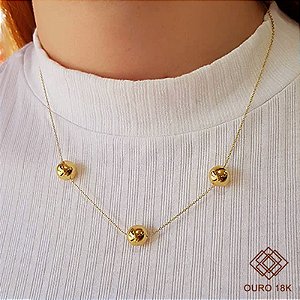 Gargantilha Bold Bola Ouro 18k- 45 cm