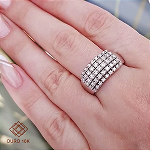 Anel Aparador Ouro 18k Brilhante Moissanite 90 pts