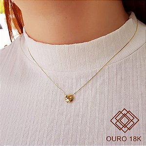 Gargantilha Esfera Achatada Ouro 18k