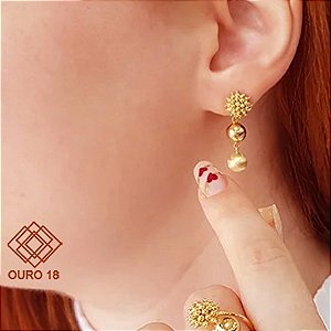 Brinco Esferas Ouro 18k
