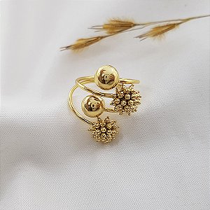 Anel Esferas Ouro 18k