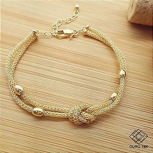Pulseira Malha Corda Ouro 18k