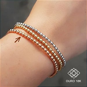 Pulseira Maleável Esferas Ouro Rosê 18k