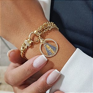 Pulseira Nossa Senhora Ouro 18k Zircônia