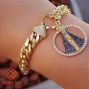 Pulseira Nossa Senhora Ouro 18k Zircônia