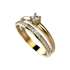 Anel Solitário Ouro 18k Brilhante Moissanite 3Pts