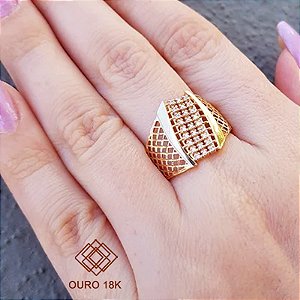Anel Vazado Ouro 18k Brilhante Moissanite