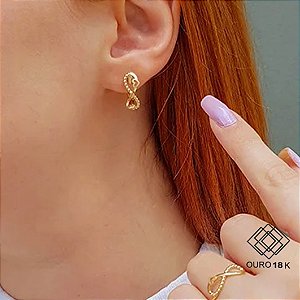 Brinco Infinito Esferas Ouro 18k