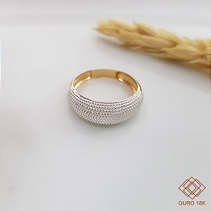 Anel Aparador Ouro 18k com Ródio Branco