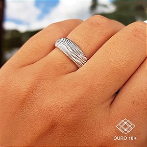 Anel Aparador Ouro 18k com Ródio Branco