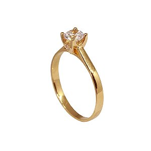 Anel Solitário Ouro 18k Moissanite 5mm