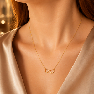 Gargantilha Infinito Esferas Ouro 18k