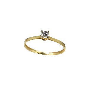 Anel Solitário Ouro 18k e Moissanite