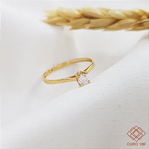 Anel Solitário Ouro 18k Brilhante Moissanite 15Pts