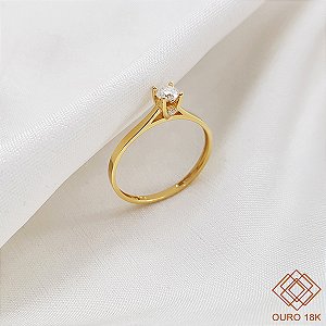 Anel Solitário Ouro 18k Brilhante Moissanite 15Pts