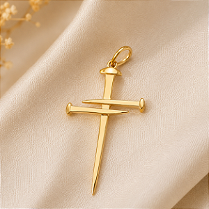 Pingente Cruz Pregos Ouro 18k