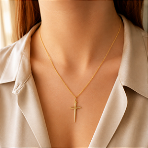 Pingente Cruz Pregos Ouro 18k