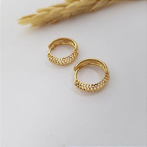 Brinco Argola Diamantado Ouro 18k