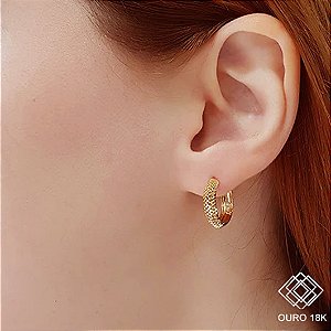 Brinco Argola Diamantado Ouro 18k