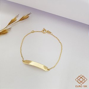 Pulseira Infantil Plaquinha Ouro 18k