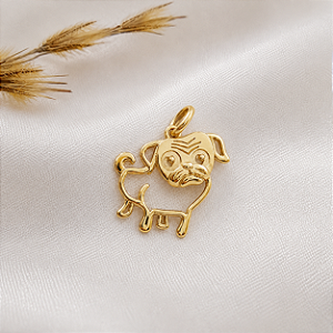 Pingente Cachorro Pug Ouro 18k
