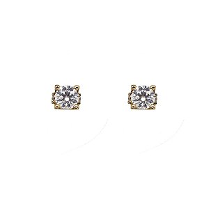 Brinco Solitário Ouro 18k Moissanite