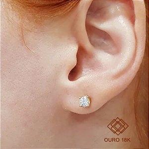 Brinco Solitário Ouro 18k - Brilhante Moissanite 60 Pts