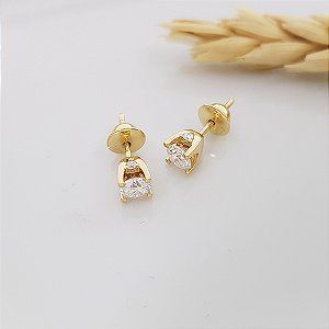 Brinco Solitário Ouro 18k - Brilhante Moissanite 60 Pts