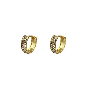 Brinco Argola Ouro 18k Zircônia