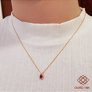 Kit Cordão Ouro 18k + Pingente Gota Ouro 18k
