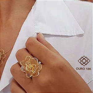 Anel Filigrana Flor Ouro 18k