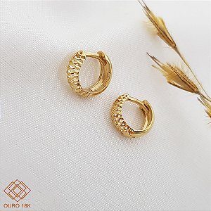 Brinco Argola Diamantado Ouro 18k